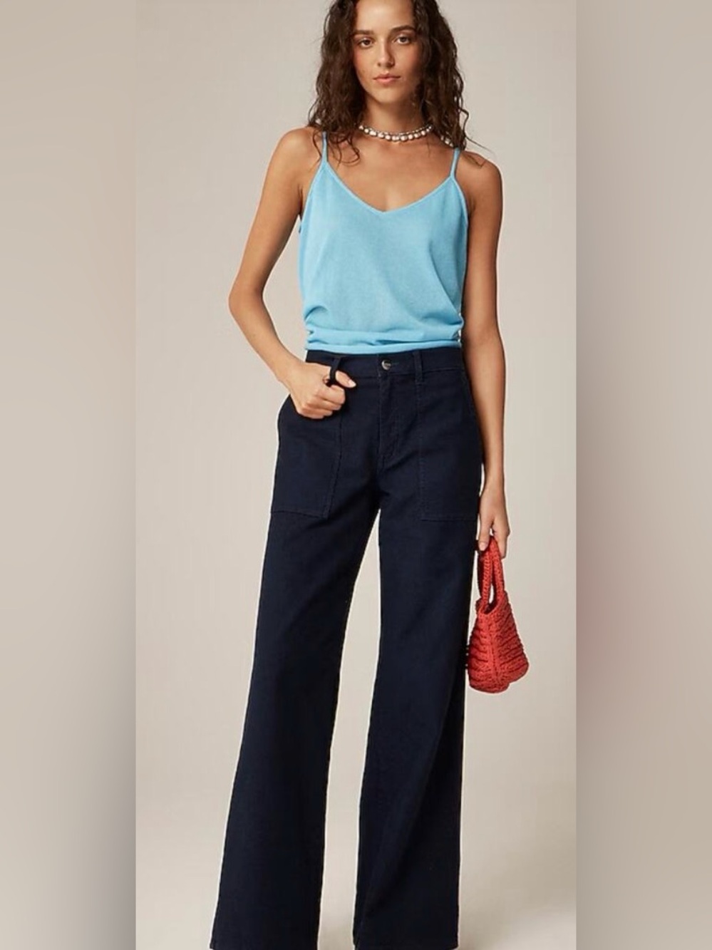 J. Crew Navy Camp-pocket wide-leg pant